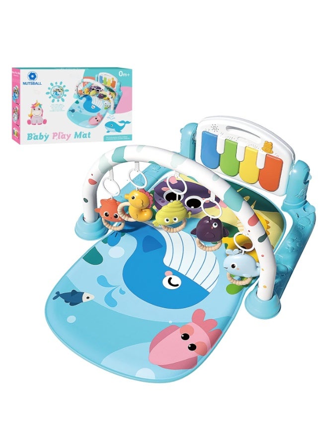 أل أيه بريشوس بساط لعب للأطفال، بساط أنشطة ممتع على شكل بيانو لوقت الاستلقاء على البطن مع 5 ألعاب حسية للأطفال الرضع، موسيقى وأضواء، هدايا للأولاد والبنات حديثي الولادة من عمر 0 ​​إلى 3 و6 و9 و12 شهرًا - Image 1